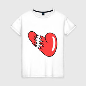 Женская футболка хлопок с принтом Разорваное сердце в Курске, 100% хлопок | прямой крой, круглый вырез горловины, длина до линии бедер, слегка спущенное плечо | любовь | разбитая любовь | разбитое сердце | сердце