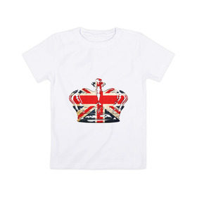 Детская футболка хлопок с принтом Корона, флаг Британии в Курске, 100% хлопок | круглый вырез горловины, полуприлегающий силуэт, длина до линии бедер | британия | королевская корона | корона | корона с британским флагом | флаг британии