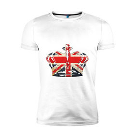 Мужская футболка премиум с принтом Корона, флаг Британии в Курске, 92% хлопок, 8% лайкра | приталенный силуэт, круглый вырез ворота, длина до линии бедра, короткий рукав | британия | королевская корона | корона | корона с британским флагом | флаг британии