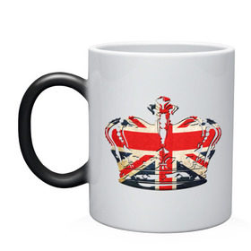 Кружка хамелеон с принтом Корона, флаг Британии в Курске, керамика | меняет цвет при нагревании, емкость 330 мл | британия | королевская корона | корона | корона с британским флагом | флаг британии