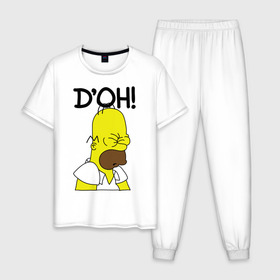 Мужская пижама хлопок с принтом Doh! в Курске, 100% хлопок | брюки и футболка прямого кроя, без карманов, на брюках мягкая резинка на поясе и по низу штанин
 | гомер