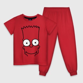 Детская пижама хлопок с принтом Барт лицо в Курске, 100% хлопок |  брюки и футболка прямого кроя, без карманов, на брюках мягкая резинка на поясе и по низу штанин
 | simpsons | мультики | мультфильмы | симпсоны