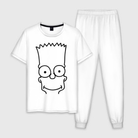 Мужская пижама хлопок с принтом Барт лицо в Курске, 100% хлопок | брюки и футболка прямого кроя, без карманов, на брюках мягкая резинка на поясе и по низу штанин
 | Тематика изображения на принте: simpsons | мультики | мультфильмы | симпсоны