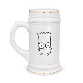Кружка пивная с принтом Барт лицо в Курске,  керамика (Материал выдерживает высокую температуру, стоит избегать резкого перепада температур) |  объем 630 мл | simpsons | мультики | мультфильмы | симпсоны
