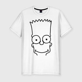 Мужская футболка премиум с принтом Барт лицо в Курске, 92% хлопок, 8% лайкра | приталенный силуэт, круглый вырез ворота, длина до линии бедра, короткий рукав | simpsons | мультики | мультфильмы | симпсоны