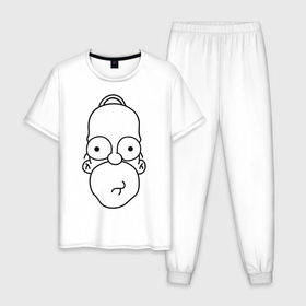 Мужская пижама хлопок с принтом Гомер лицо в Курске, 100% хлопок | брюки и футболка прямого кроя, без карманов, на брюках мягкая резинка на поясе и по низу штанин
 | Тематика изображения на принте: гомер
