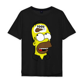 Мужская футболка хлопок Oversize с принтом Гомер думает о еде в Курске, 100% хлопок | свободный крой, круглый ворот, “спинка” длиннее передней части | гомер