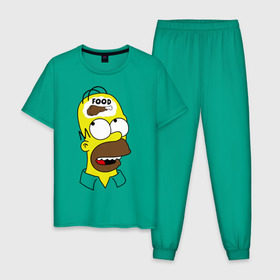 Мужская пижама хлопок с принтом Гомер думает о еде в Курске, 100% хлопок | брюки и футболка прямого кроя, без карманов, на брюках мягкая резинка на поясе и по низу штанин
 | гомер