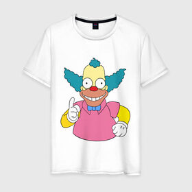 Мужская футболка хлопок с принтом Клоун красти в Курске, 100% хлопок | прямой крой, круглый вырез горловины, длина до линии бедер, слегка спущенное плечо. | simpsons | клоун | мультики | мультфильмы | симпсоны
