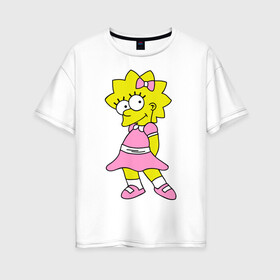 Женская футболка хлопок Oversize с принтом Лиза милашка в Курске, 100% хлопок | свободный крой, круглый ворот, спущенный рукав, длина до линии бедер
 | liza | simpsons | мультики | мультфильмы | симпсоны