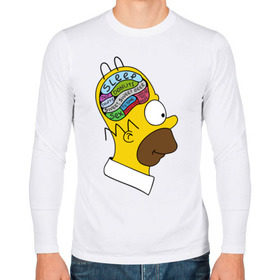 Мужской лонгслив хлопок с принтом Мозг Гомера в Курске, 100% хлопок |  | Тематика изображения на принте: гомер