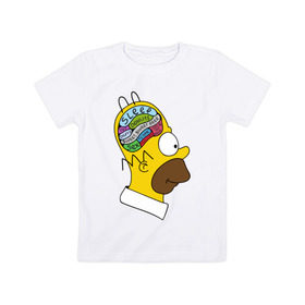 Детская футболка хлопок с принтом Мозг Гомера в Курске, 100% хлопок | круглый вырез горловины, полуприлегающий силуэт, длина до линии бедер | гомер