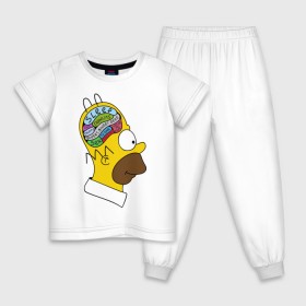 Детская пижама хлопок с принтом Мозг Гомера в Курске, 100% хлопок |  брюки и футболка прямого кроя, без карманов, на брюках мягкая резинка на поясе и по низу штанин
 | гомер