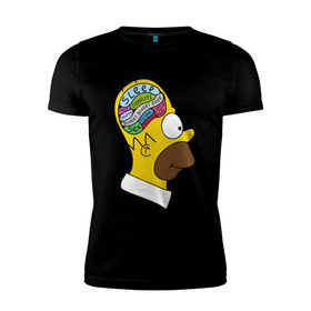 Мужская футболка премиум с принтом Мозг Гомера в Курске, 92% хлопок, 8% лайкра | приталенный силуэт, круглый вырез ворота, длина до линии бедра, короткий рукав | Тематика изображения на принте: гомер
