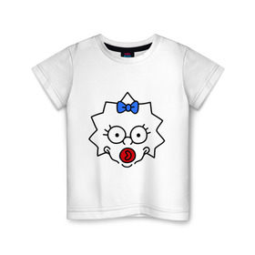 Детская футболка хлопок с принтом Мэгги лицо в Курске, 100% хлопок | круглый вырез горловины, полуприлегающий силуэт, длина до линии бедер | simpsons | мультики | мультфильм | симпсоны | симсоны
