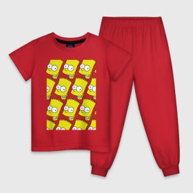Детская пижама хлопок с принтом Узор Барт Симпсон в Курске, 100% хлопок |  брюки и футболка прямого кроя, без карманов, на брюках мягкая резинка на поясе и по низу штанин
 | simpsons | мультик | мультфильм | симпсоны | симсоны