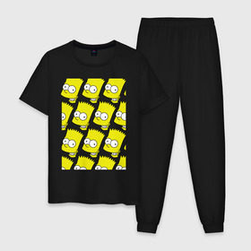 Мужская пижама хлопок с принтом Узор Барт Симпсон в Курске, 100% хлопок | брюки и футболка прямого кроя, без карманов, на брюках мягкая резинка на поясе и по низу штанин
 | simpsons | мультик | мультфильм | симпсоны | симсоны
