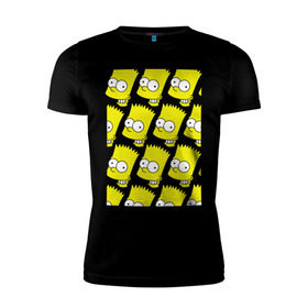 Мужская футболка премиум с принтом Узор Барт Симпсон в Курске, 92% хлопок, 8% лайкра | приталенный силуэт, круглый вырез ворота, длина до линии бедра, короткий рукав | simpsons | мультик | мультфильм | симпсоны | симсоны