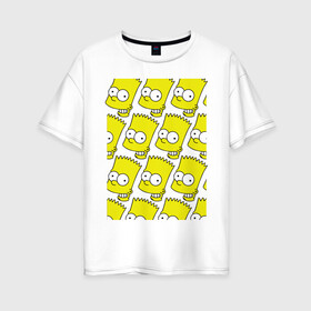 Женская футболка хлопок Oversize с принтом Узор Барт Симпсон в Курске, 100% хлопок | свободный крой, круглый ворот, спущенный рукав, длина до линии бедер
 | simpsons | мультик | мультфильм | симпсоны | симсоны