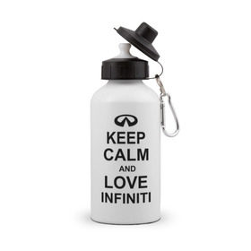 Бутылка спортивная с принтом keep calm and love infiniti в Курске, металл | емкость — 500 мл, в комплекте две пластиковые крышки и карабин для крепления | автомобили | машины | сохраняй спокойствие и люби инфинити | тачки