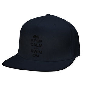 Кепка снепбек с прямым козырьком с принтом Keep calm and swim on. в Курске, хлопок 100% |  | keep calm | keep calm and swim on | плавание | пловец