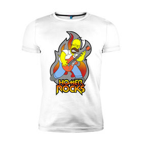 Мужская футболка премиум с принтом Homer Rocks в Курске, 92% хлопок, 8% лайкра | приталенный силуэт, круглый вырез ворота, длина до линии бедра, короткий рукав | гомер