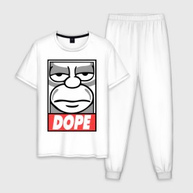 Мужская пижама хлопок с принтом Homer dope в Курске, 100% хлопок | брюки и футболка прямого кроя, без карманов, на брюках мягкая резинка на поясе и по низу штанин
 | гомер