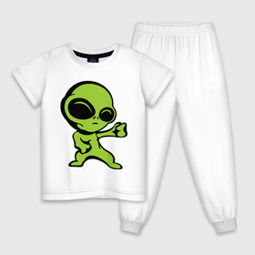 Детская пижама хлопок с принтом Пришелец в Курске, 100% хлопок |  брюки и футболка прямого кроя, без карманов, на брюках мягкая резинка на поясе и по низу штанин
 | зеленый человечек | инопланетянин