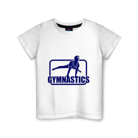 Детская футболка хлопок с принтом Gimnastic (Гимнастика) в Курске, 100% хлопок | круглый вырез горловины, полуприлегающий силуэт, длина до линии бедер | sport | брусья | гимнаст | снаряд | спортсмен | тренировка | упражнения