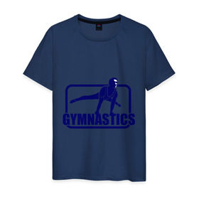 Мужская футболка хлопок с принтом Gimnastic (Гимнастика) в Курске, 100% хлопок | прямой крой, круглый вырез горловины, длина до линии бедер, слегка спущенное плечо. | sport | брусья | гимнаст | снаряд | спортсмен | тренировка | упражнения