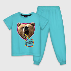 Детская пижама хлопок с принтом Borsh budesh в Курске, 100% хлопок |  брюки и футболка прямого кроя, без карманов, на брюках мягкая резинка на поясе и по низу штанин
 | русь