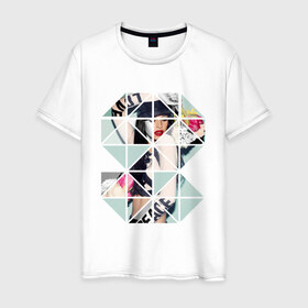Мужская футболка хлопок с принтом Geometric photo в Курске, 100% хлопок | прямой крой, круглый вырез горловины, длина до линии бедер, слегка спущенное плечо. | geometric | геометрик | девушка в геометрий | девушка с цветами