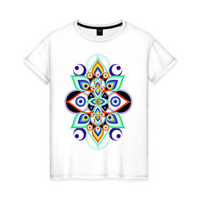 Женская футболка хлопок с принтом Ornamental flower в Курске, 100% хлопок | прямой крой, круглый вырез горловины, длина до линии бедер, слегка спущенное плечо | 