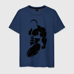 Мужская футболка хлопок с принтом Бодибилдер (Культурист). в Курске, 100% хлопок | прямой крой, круглый вырез горловины, длина до линии бедер, слегка спущенное плечо. | bodybuilding | power | sport | мощь | мускулы | мышцы | сила | спорт