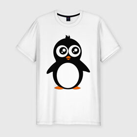 Мужская футболка премиум с принтом Милый пингвин. в Курске, 92% хлопок, 8% лайкра | приталенный силуэт, круглый вырез ворота, длина до линии бедра, короткий рукав | Тематика изображения на принте: животные | милые создания | пингвинчик