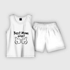 Детская пижама с шортами хлопок с принтом Best Mom ever (самая лучшая мама) в Курске,  |  | Тематика изображения на принте: бест мам | мама | подарки родным | подарок маме