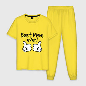 Мужская пижама хлопок с принтом Best Mom ever! (самая лучшая мама) в Курске, 100% хлопок | брюки и футболка прямого кроя, без карманов, на брюках мягкая резинка на поясе и по низу штанин
 | бест мам | мама | подарки родным | подарок маме