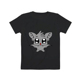 Детская футболка хлопок с принтом Летучая мышка. в Курске, 100% хлопок | круглый вырез горловины, полуприлегающий силуэт, длина до линии бедер | девушкам | животные | милые создания | мышь