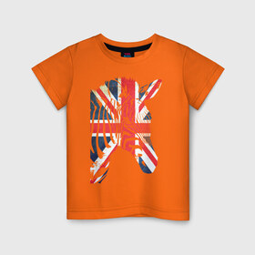 Детская футболка хлопок с принтом Британская зебра в Курске, 100% хлопок | круглый вырез горловины, полуприлегающий силуэт, длина до линии бедер | Тематика изображения на принте: dtg | england | англия | британия | британский флаг | великобритания | животные | прикольные картинки