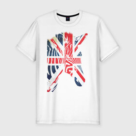 Мужская футболка премиум с принтом Британская зебра в Курске, 92% хлопок, 8% лайкра | приталенный силуэт, круглый вырез ворота, длина до линии бедра, короткий рукав | Тематика изображения на принте: dtg | england | англия | британия | британский флаг | великобритания | животные | прикольные картинки