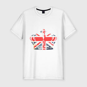 Мужская футболка премиум с принтом Корона, флаг Британии в Курске, 92% хлопок, 8% лайкра | приталенный силуэт, круглый вырез ворота, длина до линии бедра, короткий рукав | dtg | england | англия | британия | британский флаг | великобритания | прикольные картинки