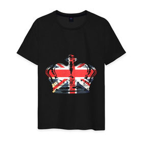 Мужская футболка хлопок с принтом Корона, флаг Британии в Курске, 100% хлопок | прямой крой, круглый вырез горловины, длина до линии бедер, слегка спущенное плечо. | dtg | england | англия | британия | британский флаг | великобритания | прикольные картинки