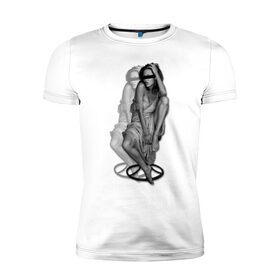 Мужская футболка премиум с принтом Анджелина Джоли в Курске, 92% хлопок, 8% лайкра | приталенный силуэт, круглый вырез ворота, длина до линии бедра, короткий рукав | jolie | девушка | знаменитости | знаменитые личности | селебрити | суперзвезда | тело | фигура