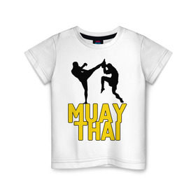 Детская футболка хлопок с принтом Муай тай (Muay Thai). в Курске, 100% хлопок | круглый вырез горловины, полуприлегающий силуэт, длина до линии бедер | бойцы | бокс | боксеры | спортивные | тайский бокс