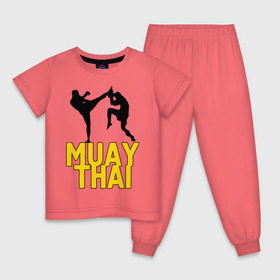 Детская пижама хлопок с принтом Муай тай (Muay Thai). в Курске, 100% хлопок |  брюки и футболка прямого кроя, без карманов, на брюках мягкая резинка на поясе и по низу штанин
 | Тематика изображения на принте: бойцы | бокс | боксеры | спортивные | тайский бокс