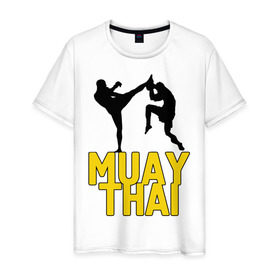 Мужская футболка хлопок с принтом Муай тай (Muay Thai). в Курске, 100% хлопок | прямой крой, круглый вырез горловины, длина до линии бедер, слегка спущенное плечо. | бойцы | бокс | боксеры | спортивные | тайский бокс