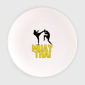 Тарелка 3D с принтом Муай тай (Muay Thai). в Курске, фарфор | диаметр - 210 мм
диаметр для нанесения принта - 120 мм | Тематика изображения на принте: бойцы | бокс | боксеры | спортивные | тайский бокс