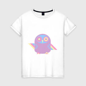 Женская футболка хлопок с принтом Цветная сова в Курске, 100% хлопок | прямой крой, круглый вырез горловины, длина до линии бедер, слегка спущенное плечо | животное | птица | совушка