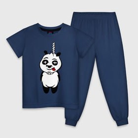 Детская пижама хлопок с принтом Панда повесилась. в Курске, 100% хлопок |  брюки и футболка прямого кроя, без карманов, на брюках мягкая резинка на поясе и по низу штанин
 | Тематика изображения на принте: панда