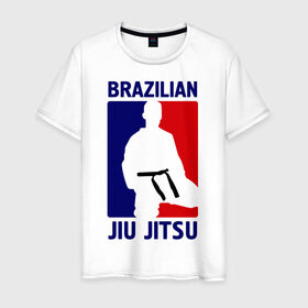 Мужская футболка хлопок с принтом Джиу-джитсу (Jiu jitsu) в Курске, 100% хлопок | прямой крой, круглый вырез горловины, длина до линии бедер, слегка спущенное плечо. | brazilian | бой | джиу джитсу | карате | черный пояс